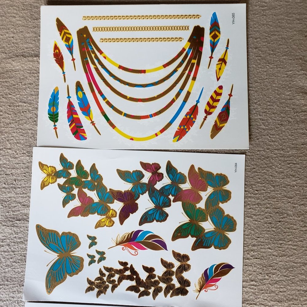3 sheets Golden Silver Temporary Tattoo - Picture 4 of 15